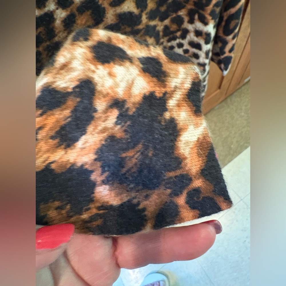 Talbots Audrey Cashmere Sweater Leopard Print 3/4 Sleeve Women's Size XL - Picture 3 of 6